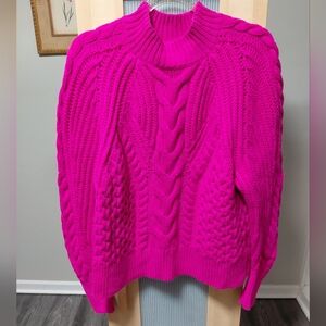 Banana Republic Fuchsia Cable Knit Turtleneck Sweater